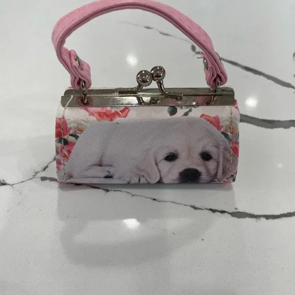 Tic Toc Pink Puppy Print Kiss Lock Lipstick/Change Purse/Bag Charm No Callouts - Picture 4 of 13